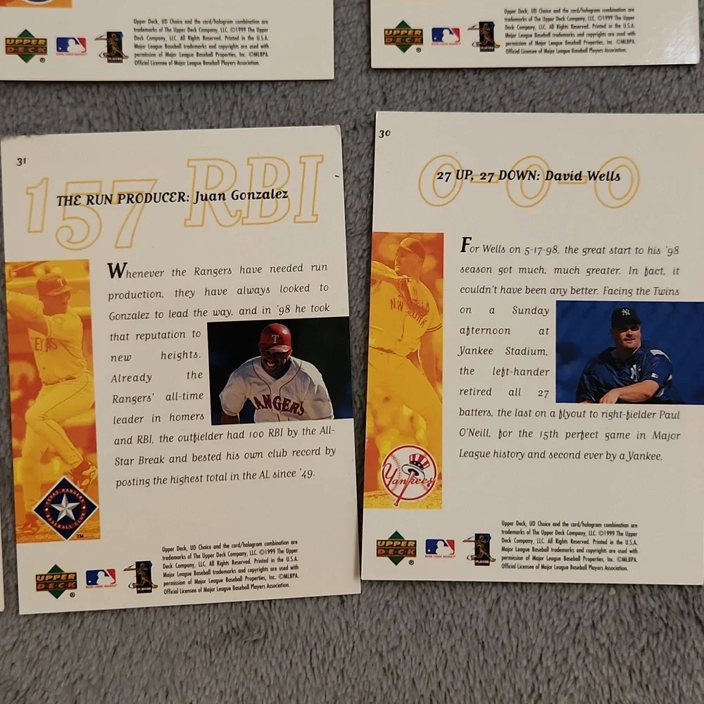 Vintage 1999 Upper Deck UD Choice Cover Glory Baseball Trading Cards